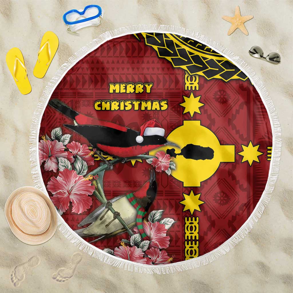Rotuma Christmas Beach Blanket Rotuma Myzomela Birds With Hibiscus Flowers - Polynesian Pride