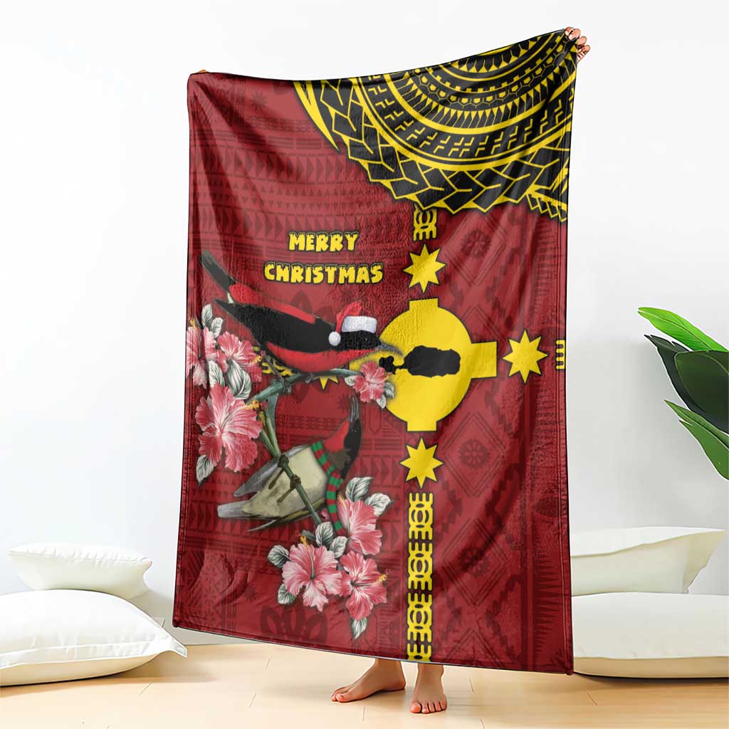 Rotuma Christmas Blanket Rotuma Myzomela Birds With Hibiscus Flowers - Polynesian Pride