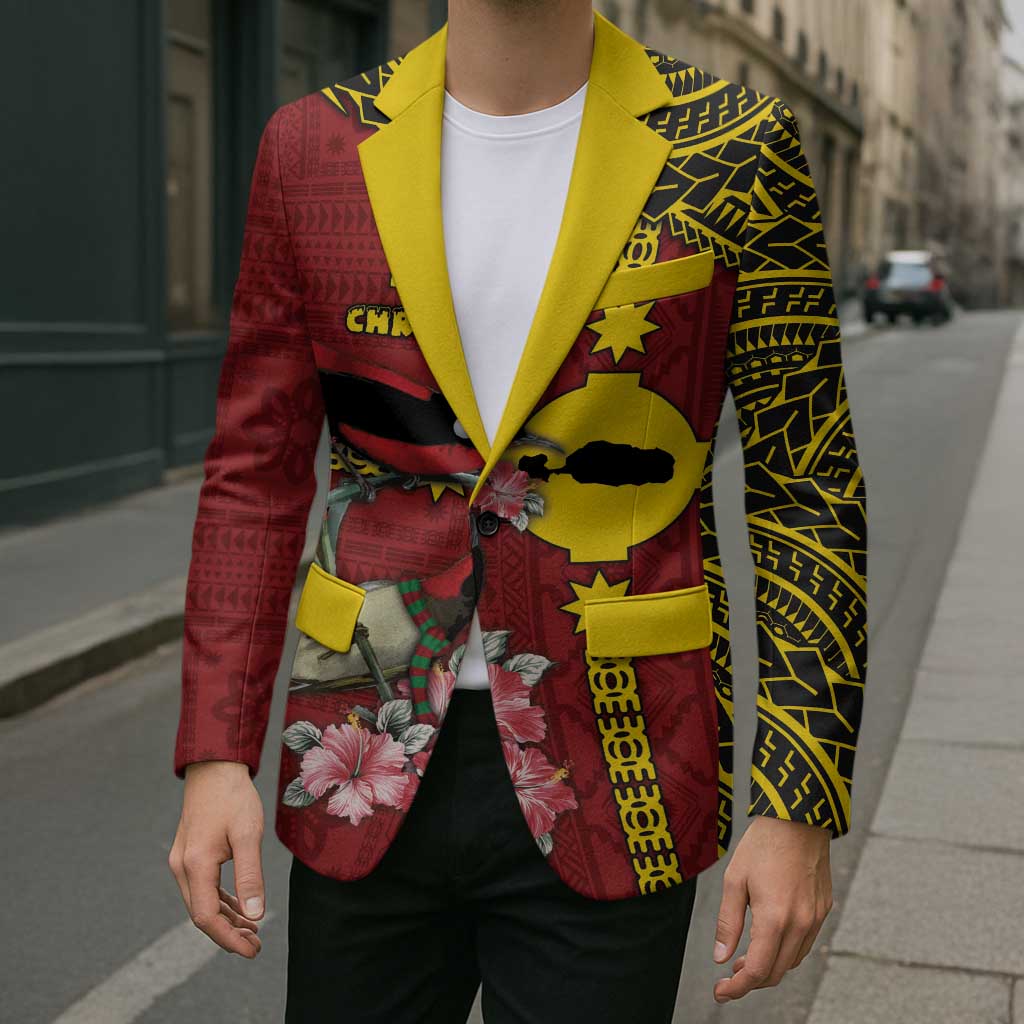 Rotuma Christmas Blazer Rotuma Myzomela Birds With Hibiscus Flowers - Polynesian Pride