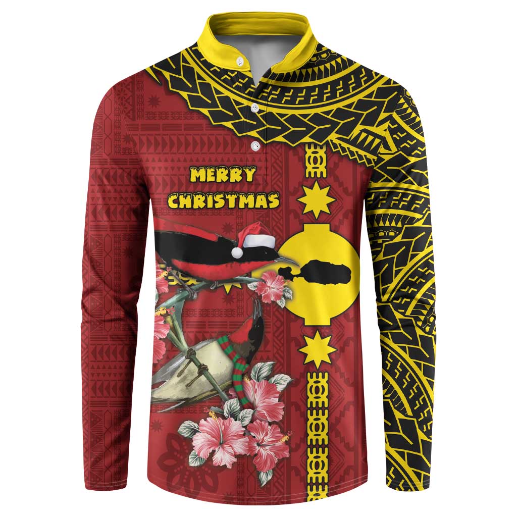 Rotuma Christmas Button Sweatshirt Rotuma Myzomela Birds With Hibiscus Flowers - Polynesian Pride