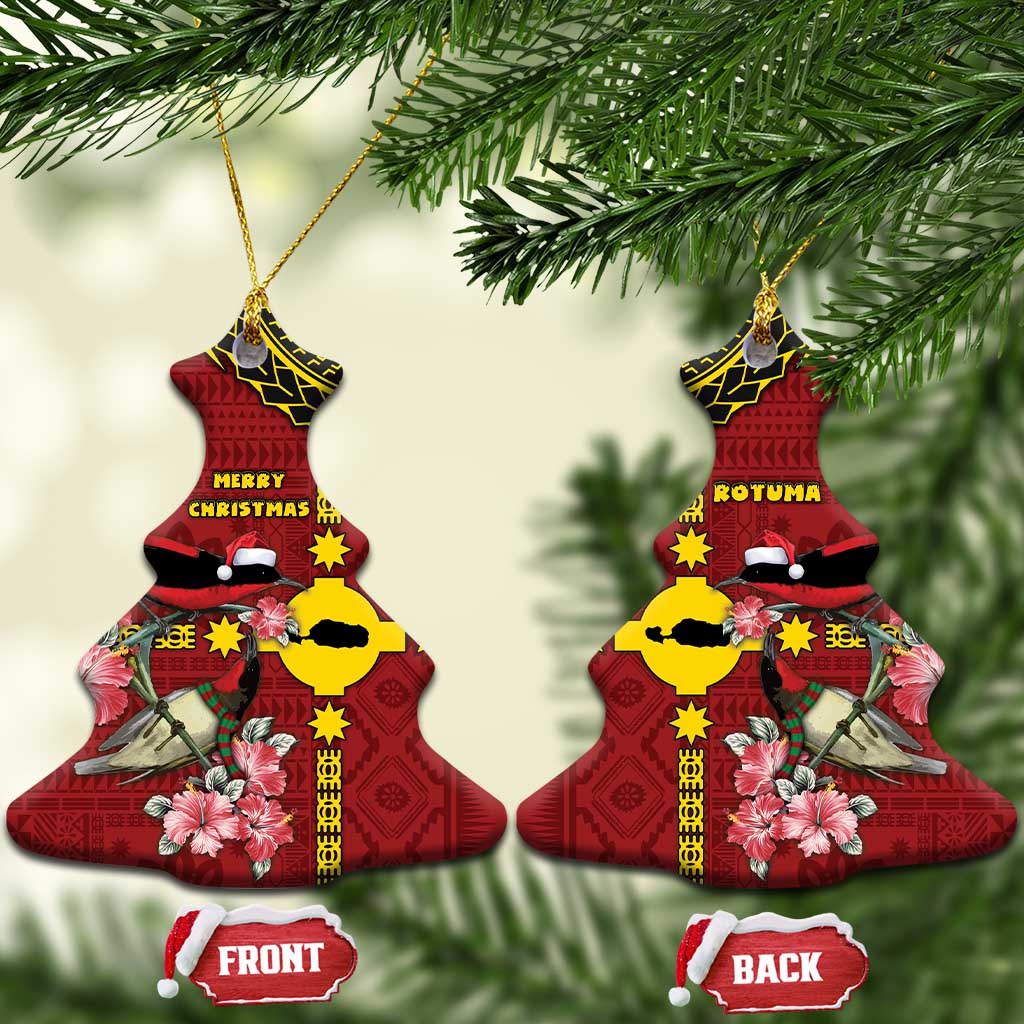 Rotuma Christmas Ceramic Ornament Rotuma Myzomela Birds With Hibiscus Flowers - Polynesian Pride