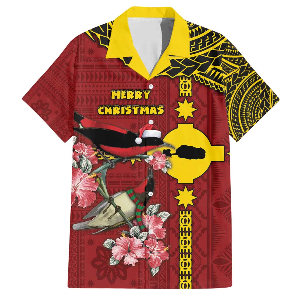 Rotuma Christmas Family Matching Puletasi and Hawaiian Shirt Rotuma Myzomela Birds With Hibiscus Flowers - Polynesian Pride