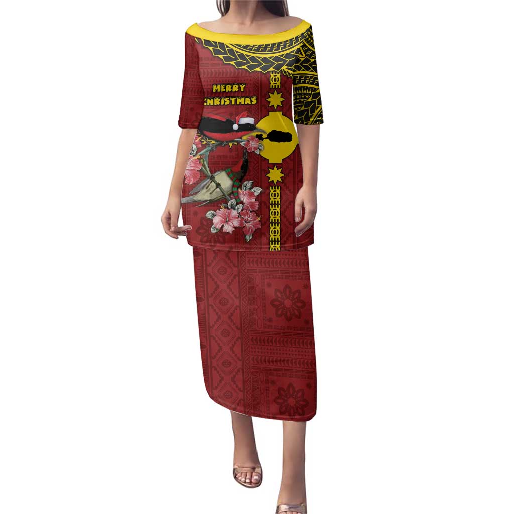 Rotuma Christmas Family Matching Puletasi and Hawaiian Shirt Rotuma Myzomela Birds With Hibiscus Flowers - Polynesian Pride