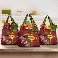 Rotuma Christmas Grocery Bag Rotuma Myzomela Birds With Hibiscus Flowers - Polynesian Pride