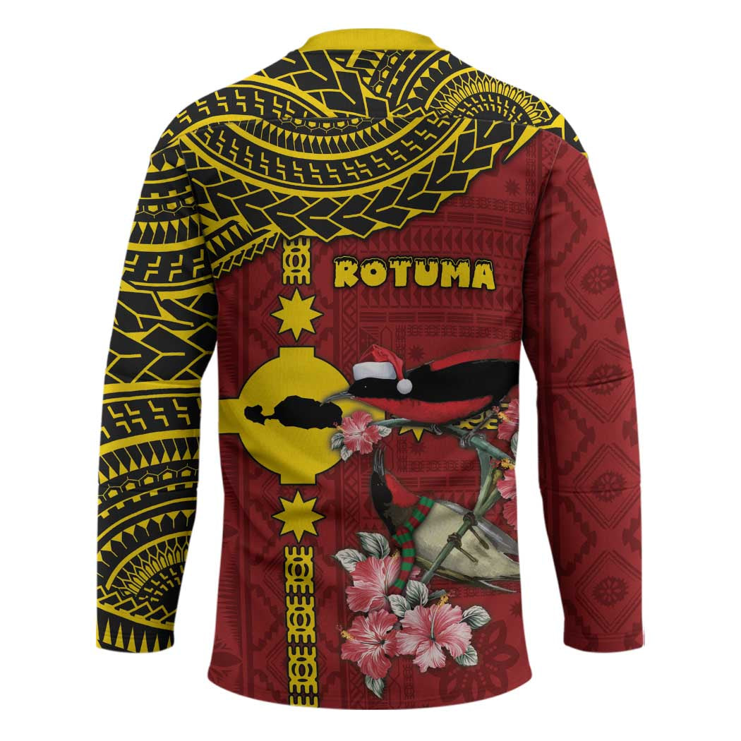 Rotuma Christmas Hockey Jersey Rotuma Myzomela Birds With Hibiscus Flowers - Polynesian Pride