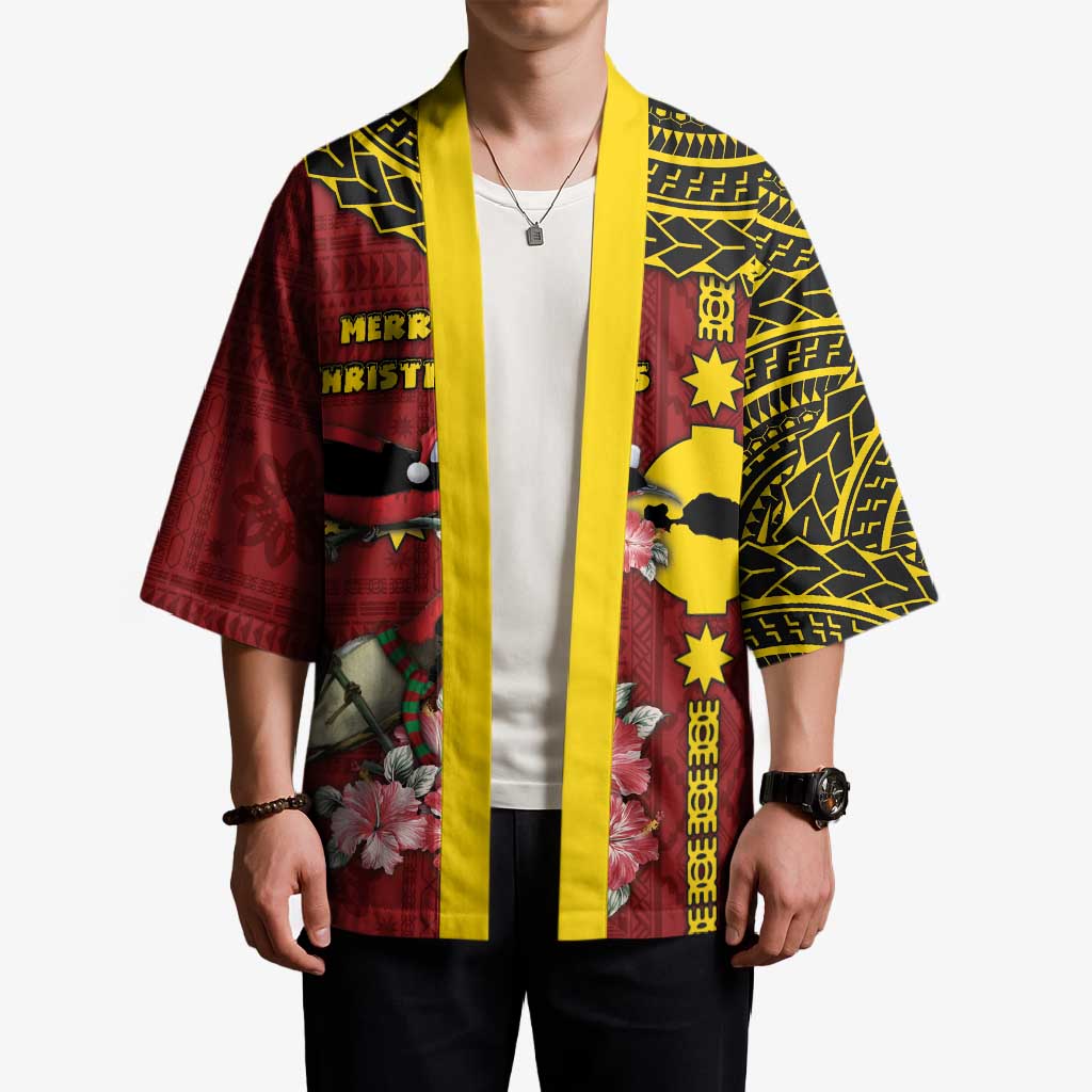 Rotuma Christmas Kimono Rotuma Myzomela Birds With Hibiscus Flowers - Polynesian Pride