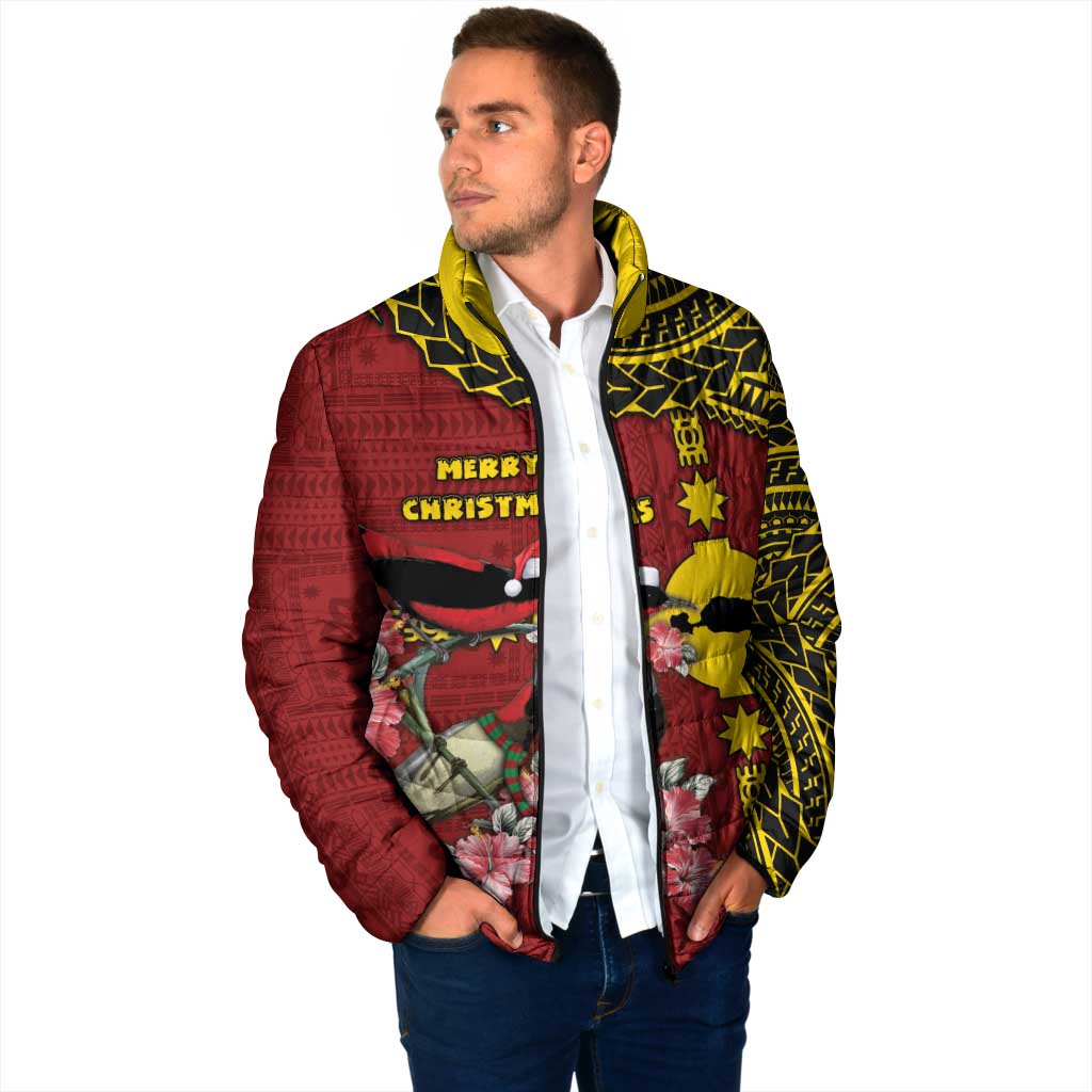 Rotuma Christmas Padded Jacket Rotuma Myzomela Birds With Hibiscus Flowers - Polynesian Pride
