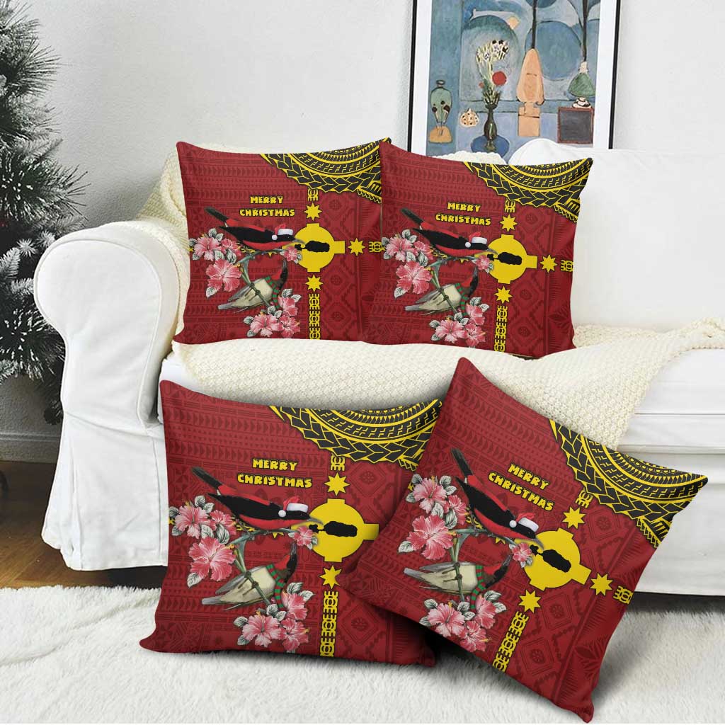 Rotuma Christmas Pillow Cover Rotuma Myzomela Birds With Hibiscus Flowers - Polynesian Pride
