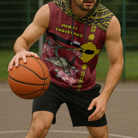 Rotuma Christmas Sleeveless Hoodie Rotuma Myzomela Birds With Hibiscus Flowers - Polynesian Pride