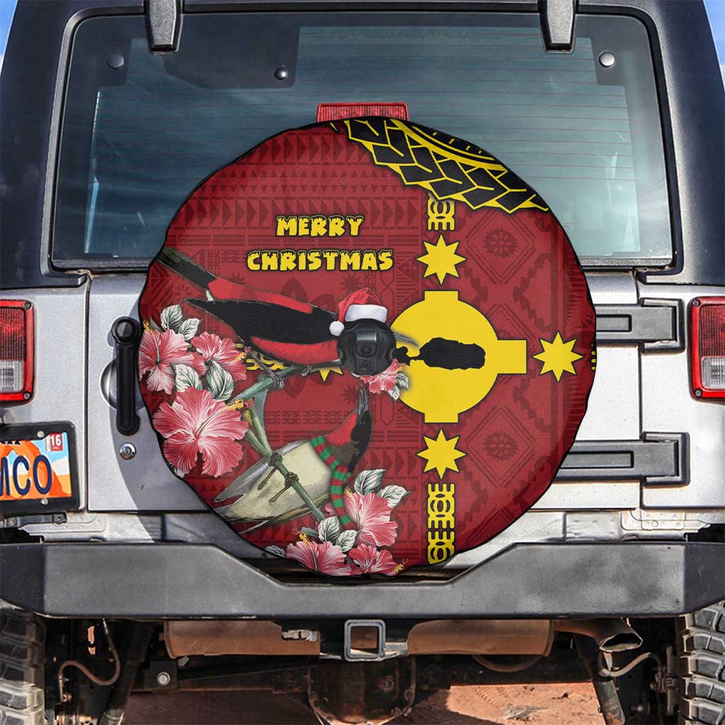 Rotuma Christmas Spare Tire Cover Rotuma Myzomela Birds With Hibiscus Flowers - Polynesian Pride