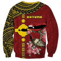 Rotuma Christmas Sweatshirt Rotuma Myzomela Birds With Hibiscus Flowers - Polynesian Pride