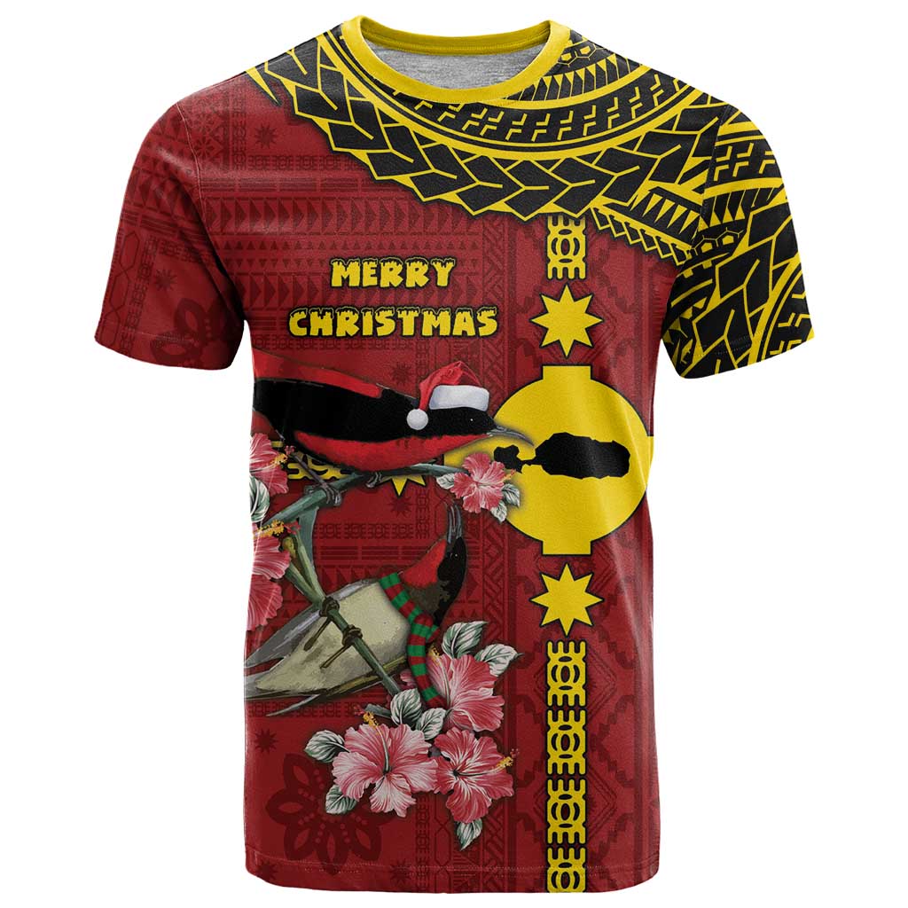 Rotuma Christmas T Shirt Rotuma Myzomela Birds With Hibiscus Flowers - Polynesian Pride