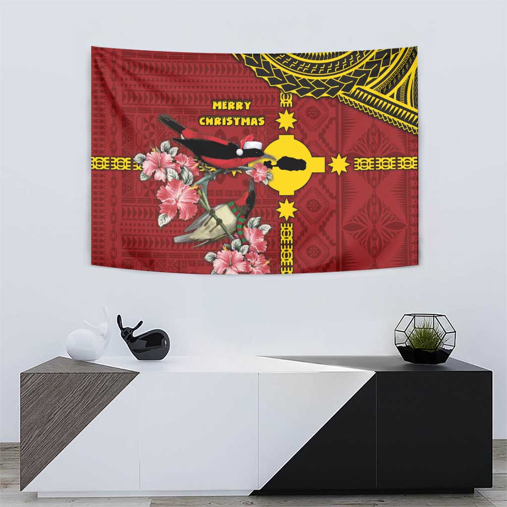 Rotuma Christmas Tapestry Rotuma Myzomela Birds With Hibiscus Flowers - Polynesian Pride