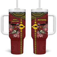 Rotuma Christmas Tumbler With Handle Rotuma Myzomela Birds With Hibiscus Flowers - Polynesian Pride