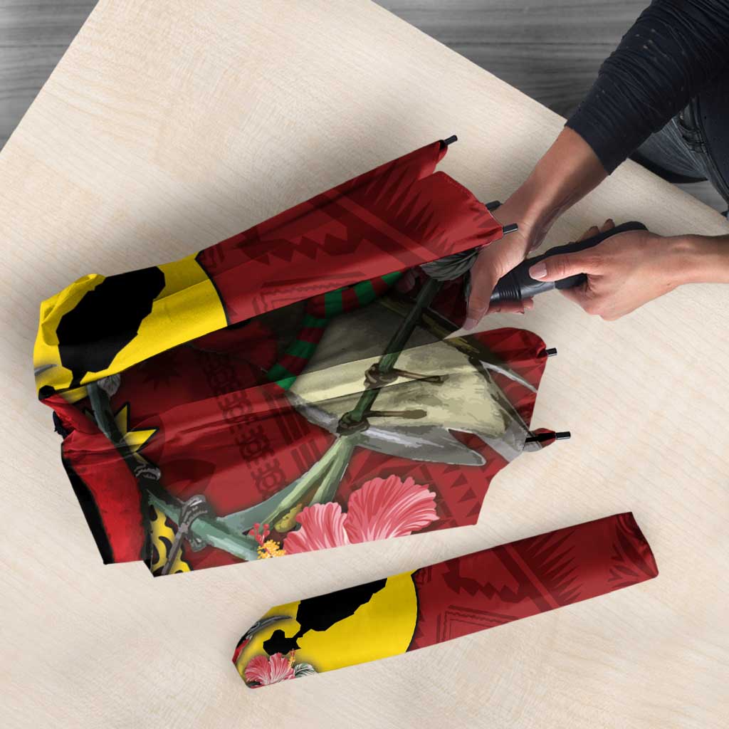 Rotuma Christmas Umbrella Rotuma Myzomela Birds With Hibiscus Flowers - Polynesian Pride