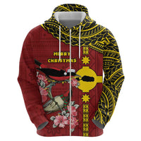 Rotuma Christmas Zip Hoodie Rotuma Myzomela Birds With Hibiscus Flowers - Polynesian Pride