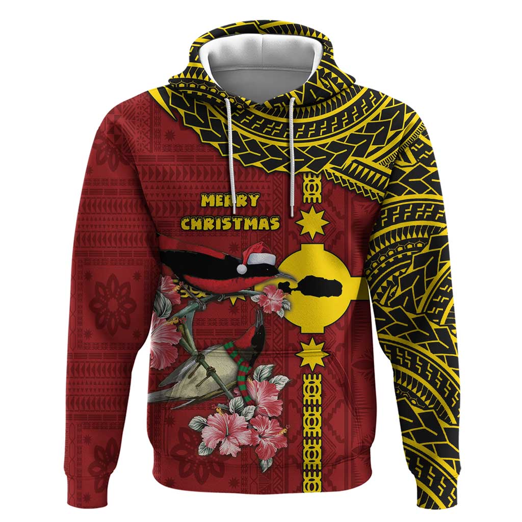 Rotuma Christmas Zip Hoodie Rotuma Myzomela Birds With Hibiscus Flowers - Polynesian Pride