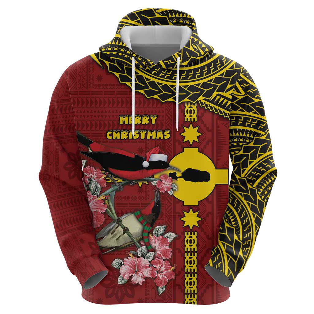 Rotuma Christmas Zip Hoodie Rotuma Myzomela Birds With Hibiscus Flowers - Polynesian Pride