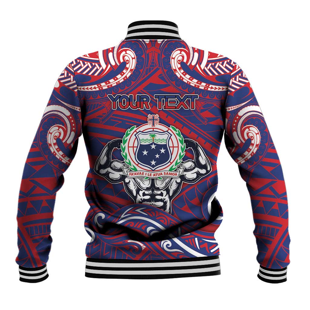Personalised Samoa Gym Baseball Jacket Muscle Samoan Tribal Waves DT05 - Polynesian Pride