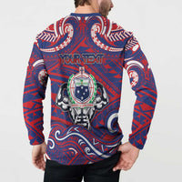 Personalised Samoa Gym Button Sweatshirt Muscle Samoan Tribal Waves - Polynesian Pride