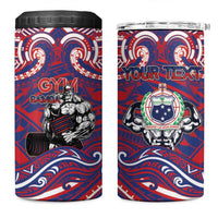 Personalised Samoa Gym 4 in 1 Can Cooler Tumbler Muscle Samoan Tribal Waves DT05 One Size: 16 oz Navy - Polynesian Pride