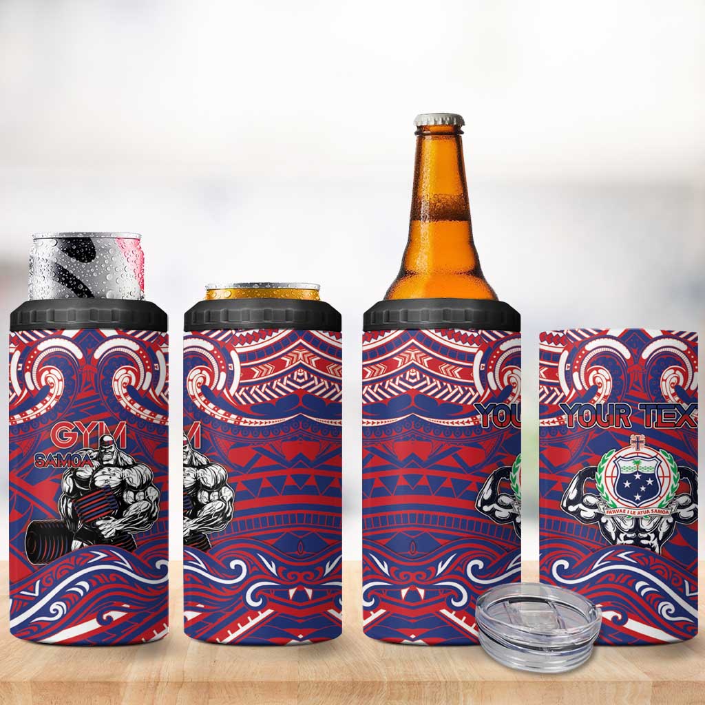 Personalised Samoa Gym 4 in 1 Can Cooler Tumbler Muscle Samoan Tribal Waves DT05 - Polynesian Pride