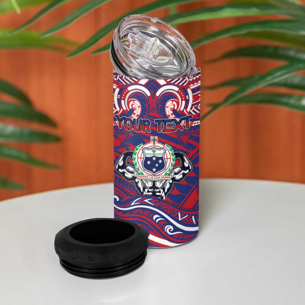 Personalised Samoa Gym 4 in 1 Can Cooler Tumbler Muscle Samoan Tribal Waves DT05 - Polynesian Pride