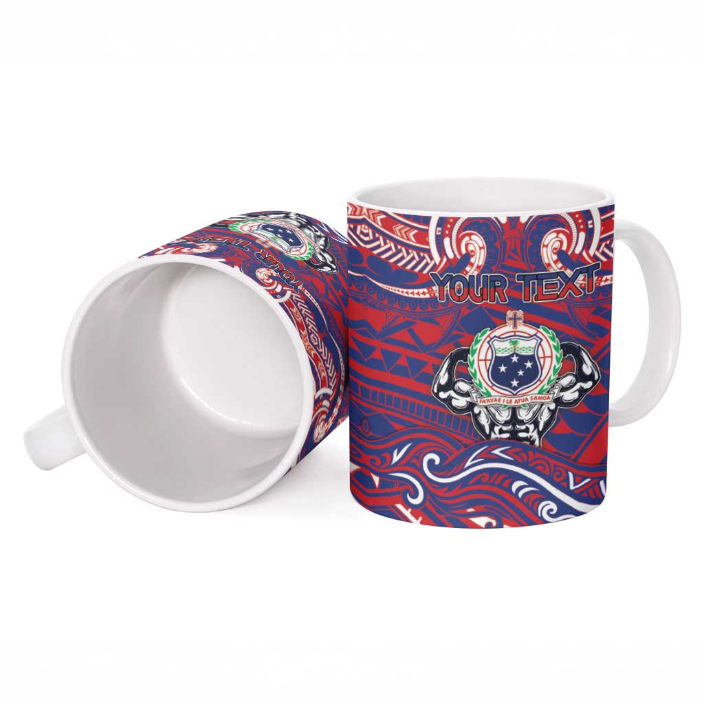 Personalised Samoa Gym Ceramic Mug Muscle Samoan Tribal Waves - Polynesian Pride