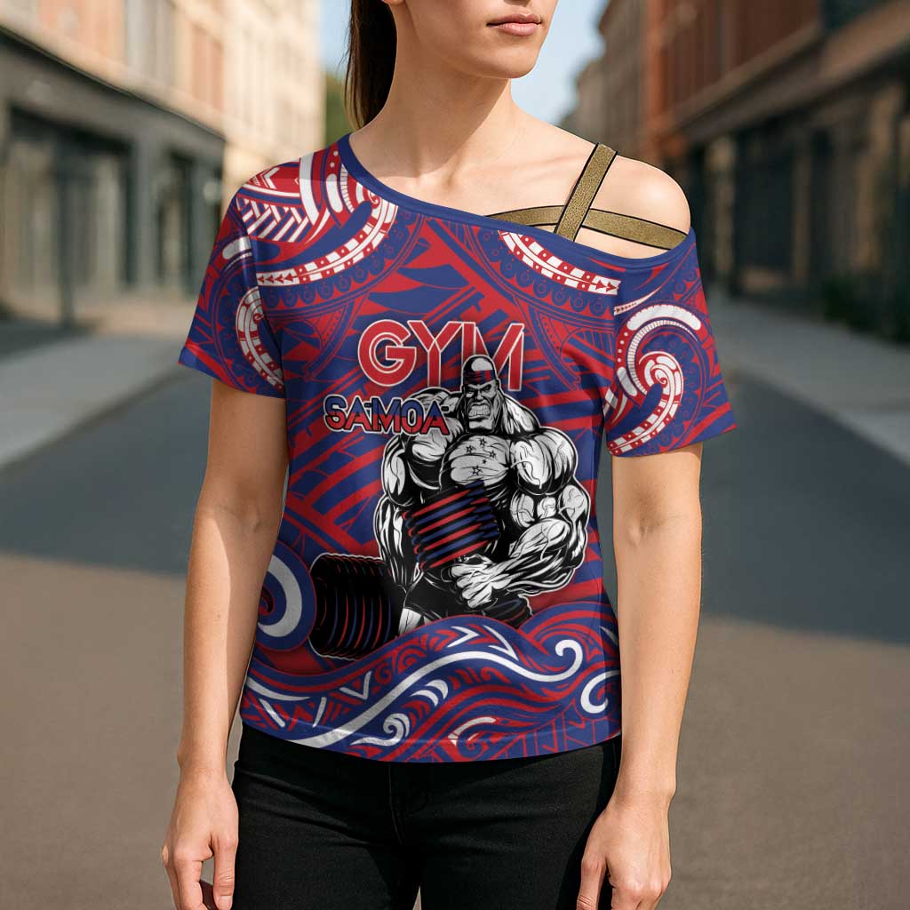 Personalised Samoa Gym Cross Shoulder Shirt Muscle Samoan Tribal Waves DT05 - Polynesian Pride