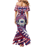 Personalised Samoa Gym Family Matching Mermaid Dress and Hawaiian Shirt Muscle Samoan Tribal Waves - Polynesian Pride