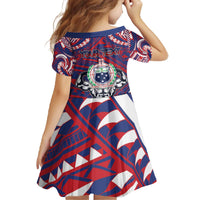 Personalised Samoa Gym Family Matching Off The Shoulder Long Sleeve Dress and Hawaiian Shirt Muscle Samoan Tribal Waves - Polynesian Pride