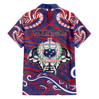Personalised Samoa Gym Family Matching Off The Shoulder Long Sleeve Dress and Hawaiian Shirt Muscle Samoan Tribal Waves - Polynesian Pride