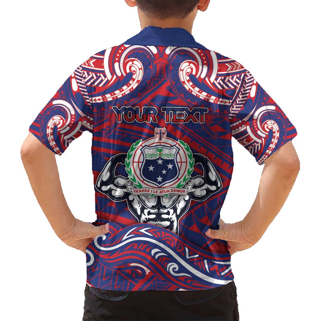 Personalised Samoa Gym Family Matching Off Shoulder Maxi Dress and Hawaiian Shirt Muscle Samoan Tribal Waves - Polynesian Pride