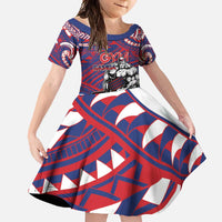 Personalised Samoa Gym Family Matching Off Shoulder Maxi Dress and Hawaiian Shirt Muscle Samoan Tribal Waves - Polynesian Pride