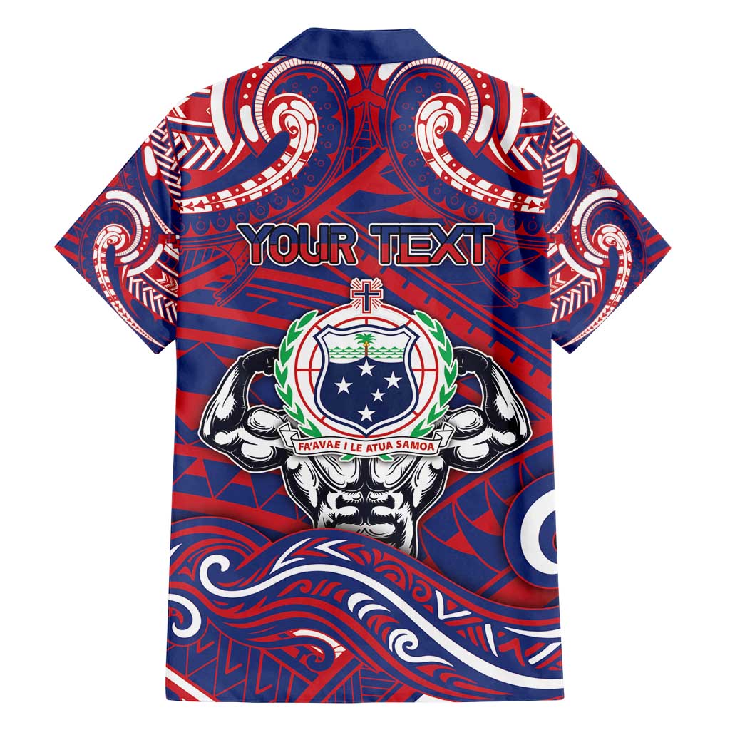 Personalised Samoa Gym Family Matching Off Shoulder Maxi Dress and Hawaiian Shirt Muscle Samoan Tribal Waves - Polynesian Pride