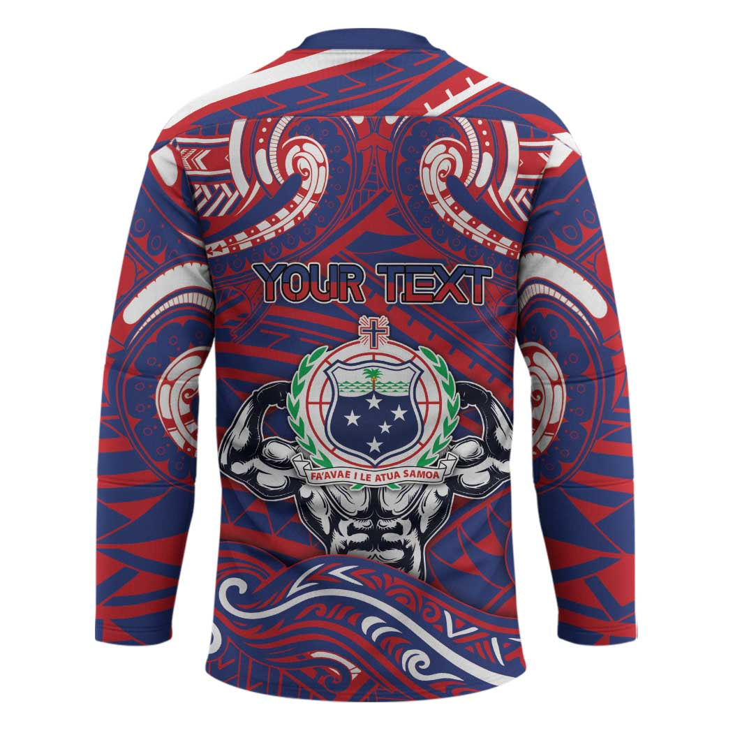 Personalised Samoa Gym Hockey Jersey Muscle Samoan Tribal Waves DT05 - Polynesian Pride