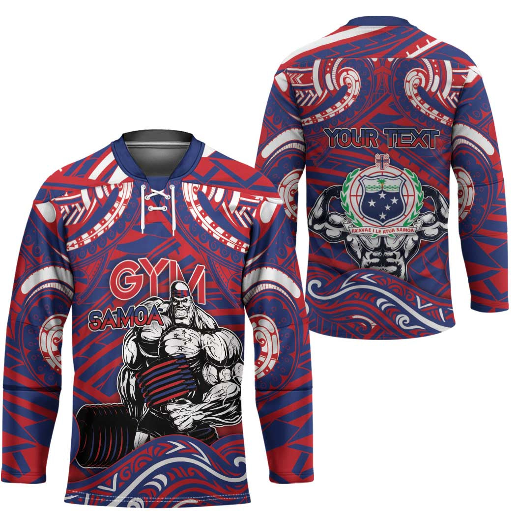 Personalised Samoa Gym Hockey Jersey Muscle Samoan Tribal Waves DT05 - Polynesian Pride