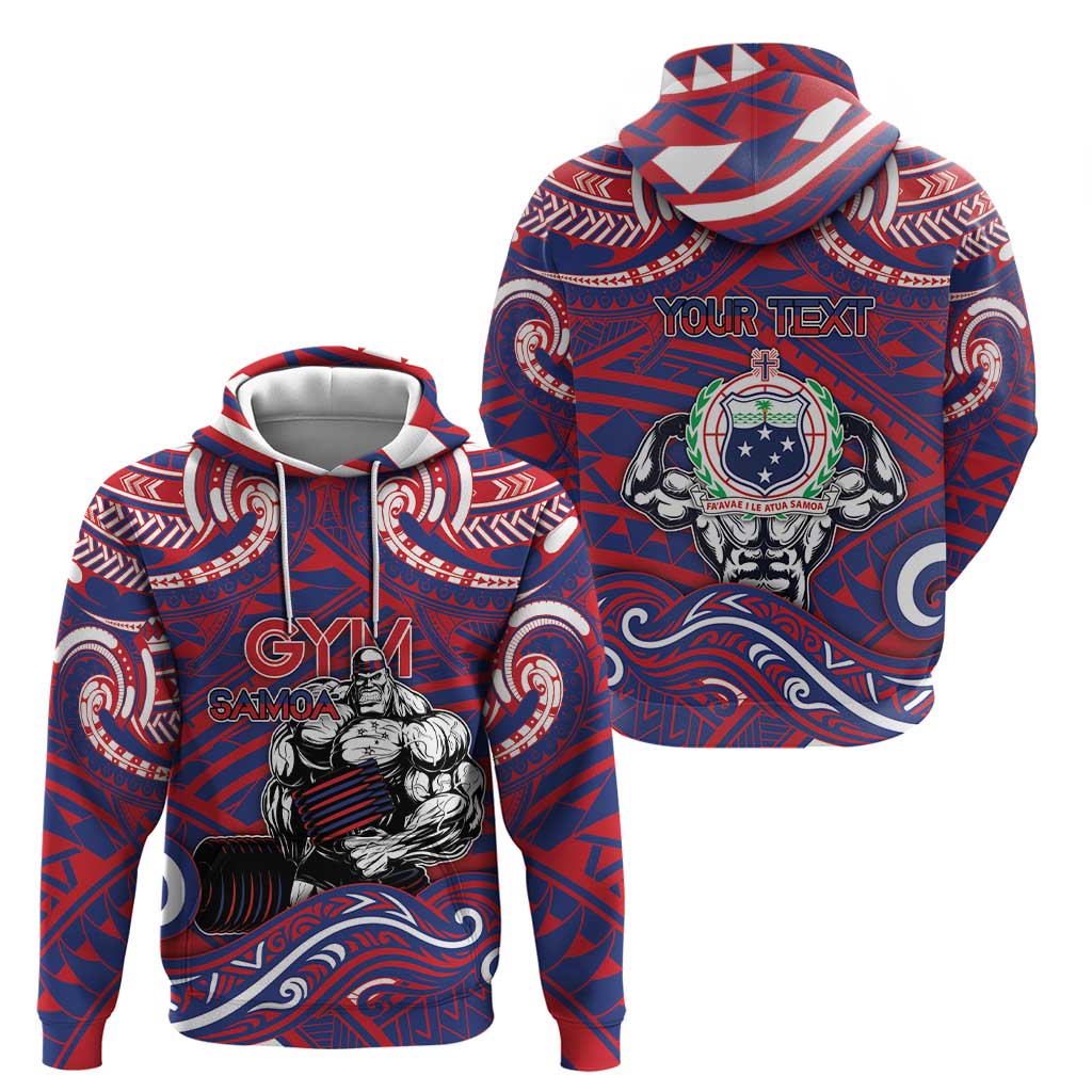Personalised Samoa Gym Hoodie Muscle Samoan Tribal Waves - Polynesian Pride