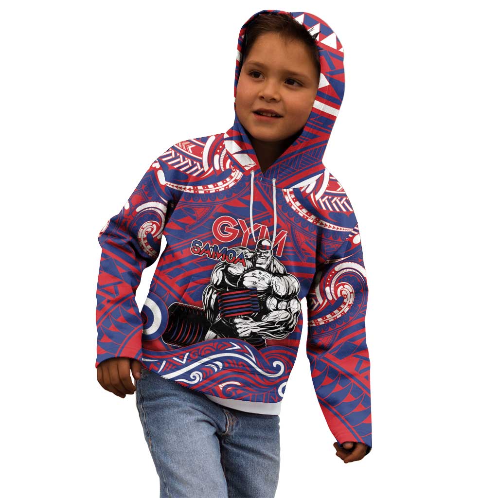 Personalised Samoa Gym Kid Hoodie Muscle Samoan Tribal Waves DT05 - Polynesian Pride