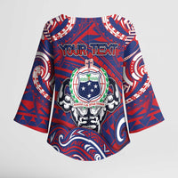 Personalised Samoa Gym Kimono Sleeve Blouse Muscle Samoan Tribal Waves DT05 - Polynesian Pride