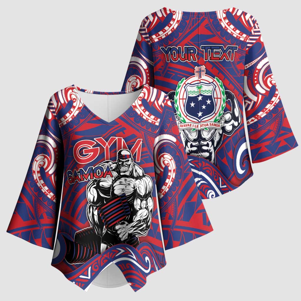 Personalised Samoa Gym Kimono Sleeve Blouse Muscle Samoan Tribal Waves DT05 - Polynesian Pride