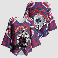 Personalised Samoa Gym Kimono Sleeve Blouse Muscle Samoan Tribal Waves DT05 - Polynesian Pride