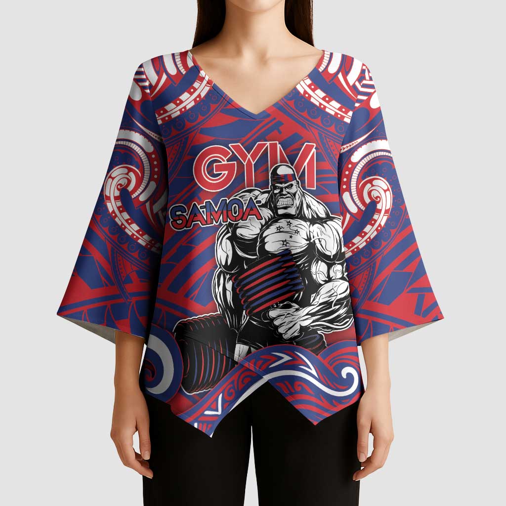 Personalised Samoa Gym Kimono Sleeve Blouse Muscle Samoan Tribal Waves DT05 - Polynesian Pride
