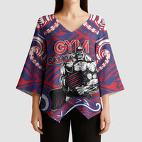 Personalised Samoa Gym Kimono Sleeve Blouse Muscle Samoan Tribal Waves DT05 - Polynesian Pride