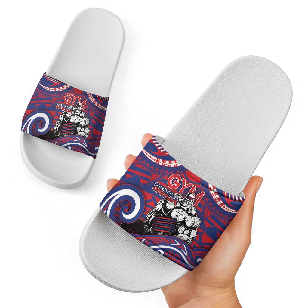 Samoa Gym Slide Sandals Muscle Samoan Tribal Waves - Polynesian Pride
