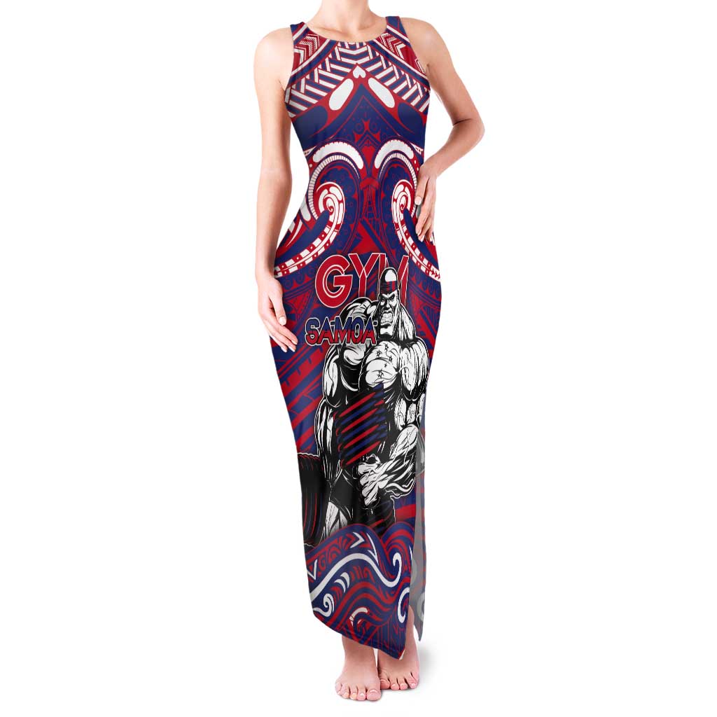 Personalised Samoa Gym Tank Maxi Dress Muscle Samoan Tribal Waves - Polynesian Pride