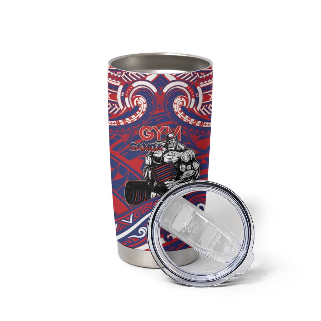Personalised Samoa Gym Tumbler Cup Muscle Samoan Tribal Waves DT05 - Polynesian Pride