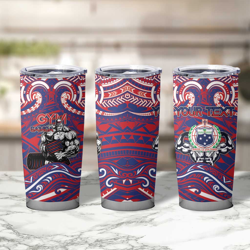 Personalised Samoa Gym Tumbler Cup Muscle Samoan Tribal Waves DT05 - Polynesian Pride
