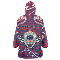 Personalised Samoa Gym Wearable Blanket Hoodie Muscle Samoan Tribal Waves - Polynesian Pride