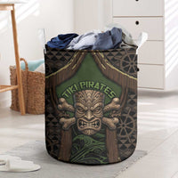 Hawaii Tiki Pirates Laundry Basket Kakau Pattern Polynesian Style